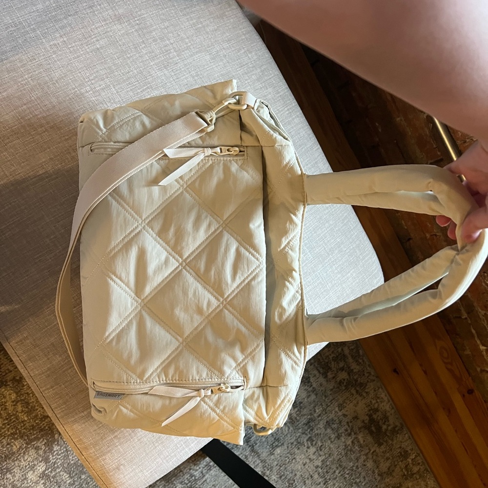 Elegant Cream Quilted Tote Bag